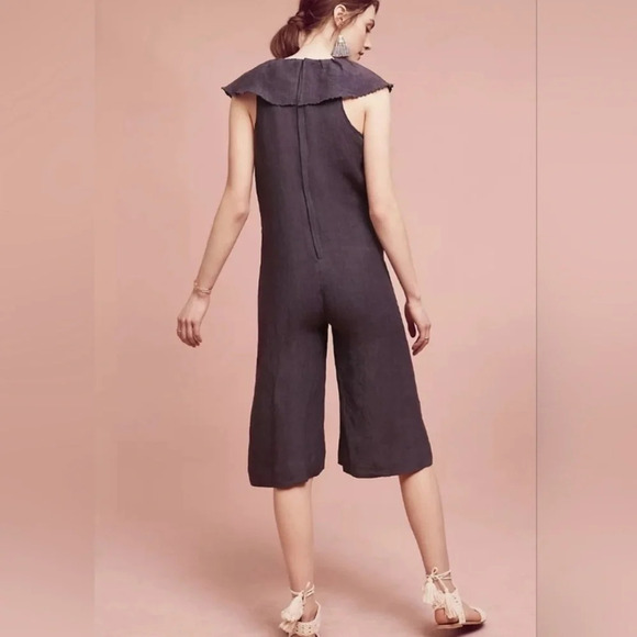 Anthropologie Maria Stanley CascadaRuffled Neckline Cropped Jumpsuit Size … - Picture 6 of 6